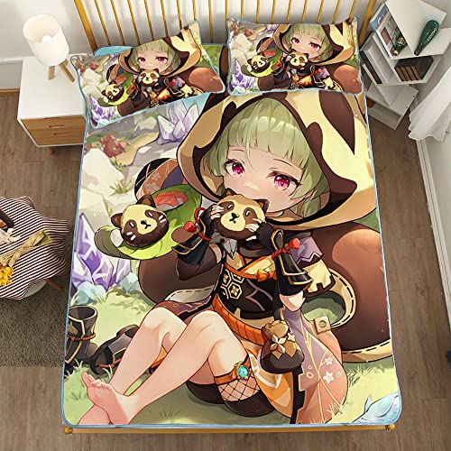 ACOSDARY Impacto de Genshin: Sayú Comer Galletas de Mapache Colchón Cover