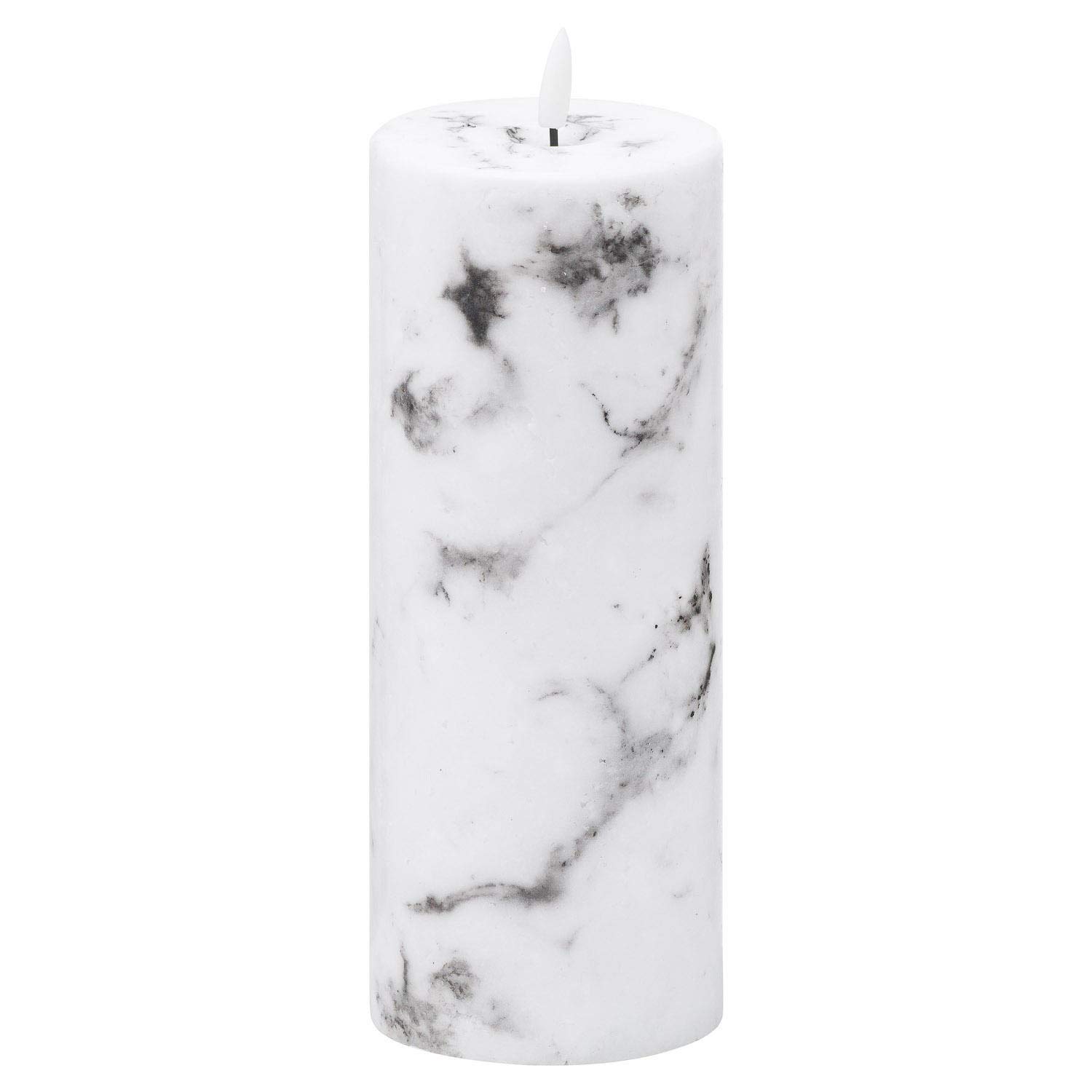 Hill Interiors Mixed Hill 1975 Luxe Collection Natural Glow 3.5X9 Marble Effect Led Candle