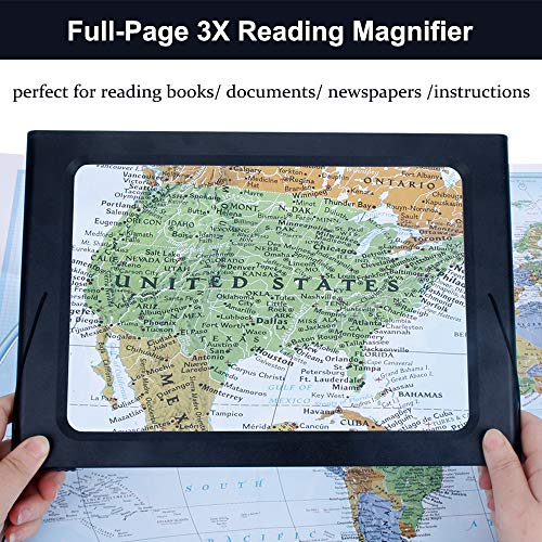 Hands-Free 3X Magnifying Glass Large Full Page Magnifier with LED Lighted, Foldable Desktop Portable Rectangular Reading Magnifier for Low Vision, Seniors with Aging Eyes - Thumbnail 7