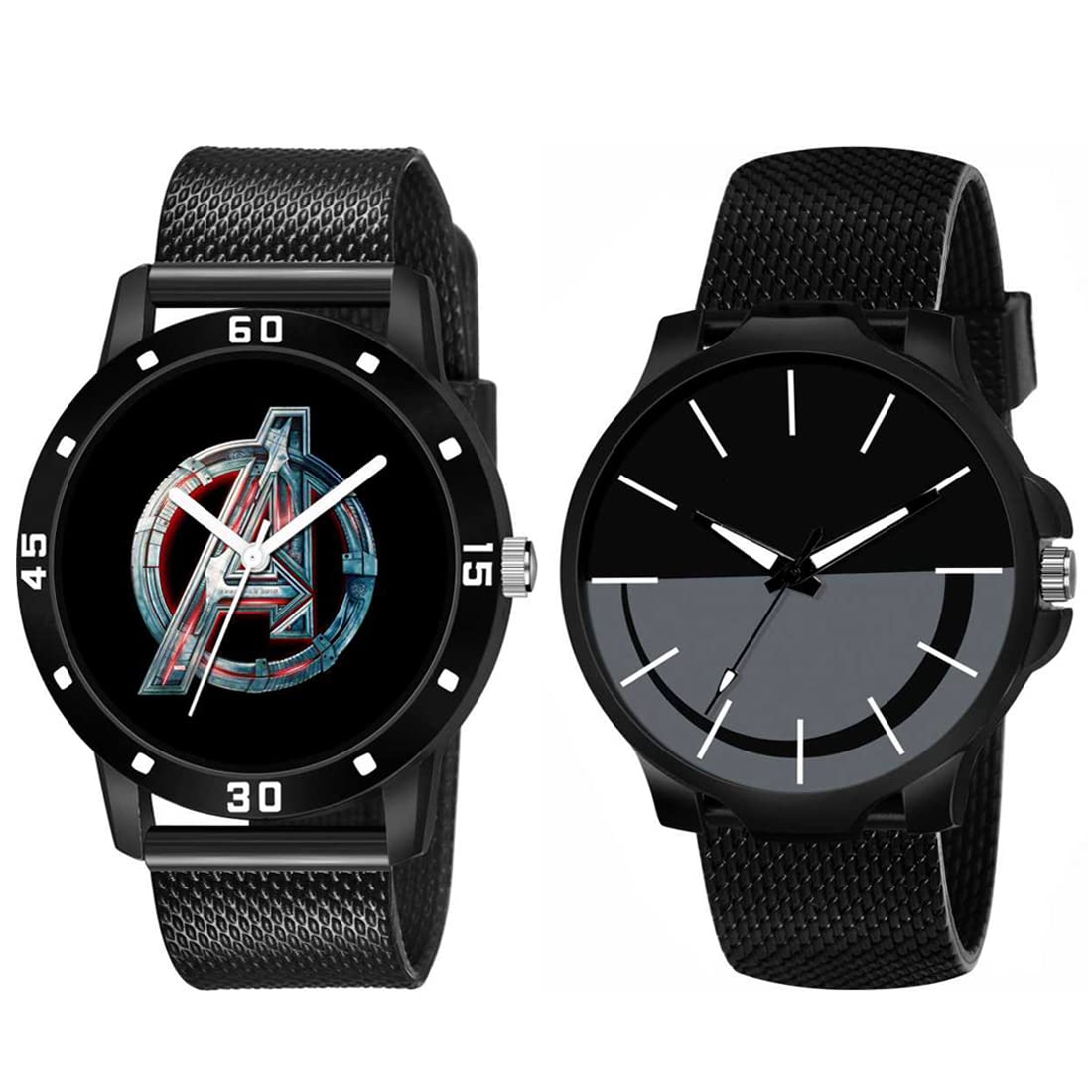GOLDENIZE FASHION Analogue Avenger and Black Stylish Birthday Gift Watches for Man Style Mens & Boys Combo Pack of 2 (B09RKHCMSJ) Amazon Price History, Amazon Price Tracker