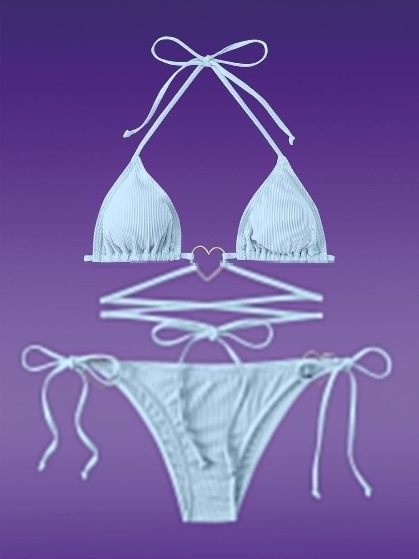 Psampa Gemini Heart Ring Linked Lace Up Bikini Swimsuit