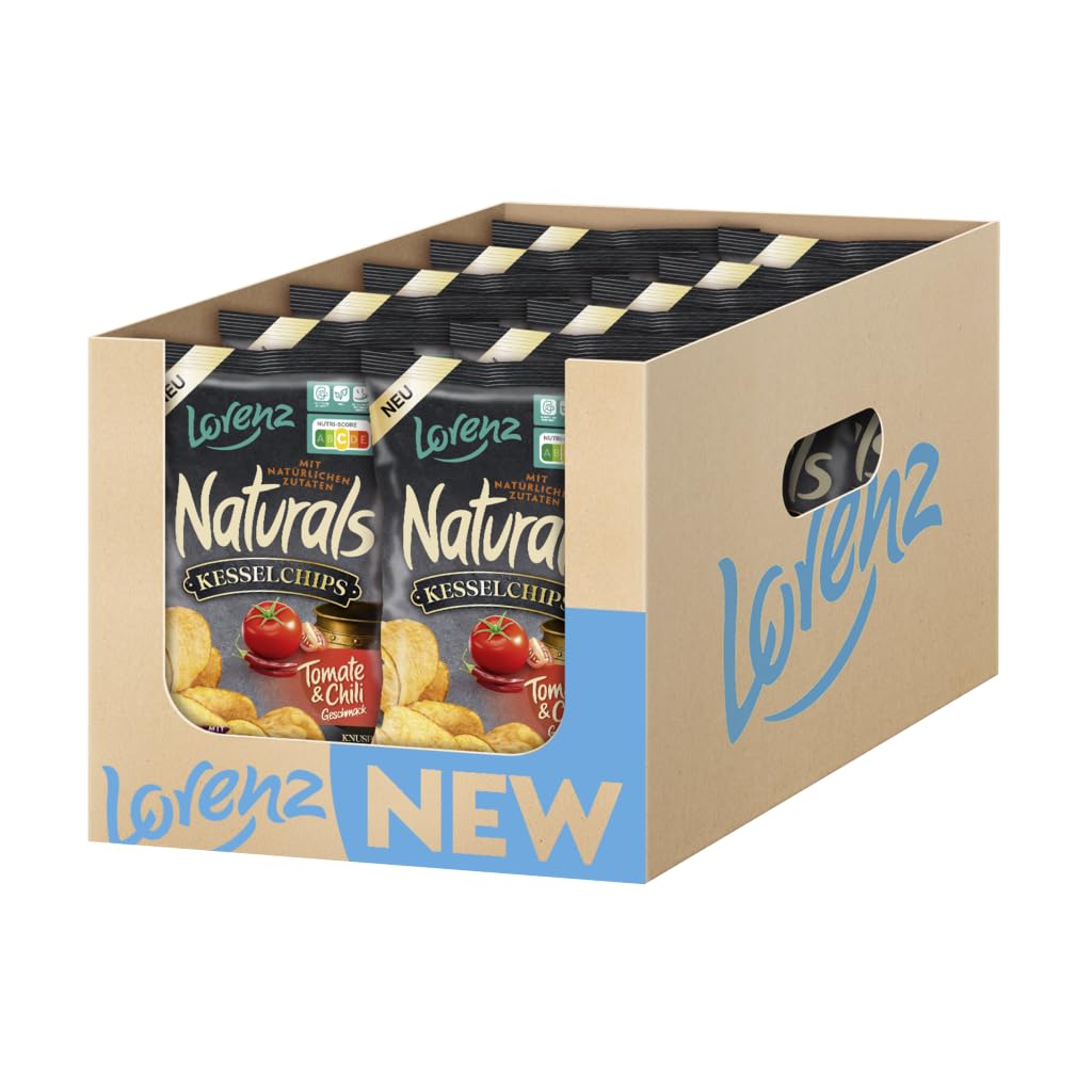LORENZ | Naturals Kesselchips Tomate & Chili Geschmack | 12 x 95 g | vegan