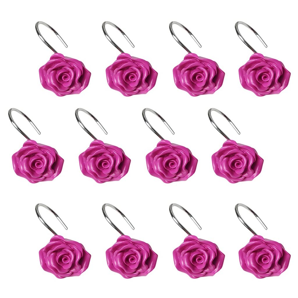 Cortina de ducha ganchos de rosa negra clips de ventana anillos de baño estables 12 piezas