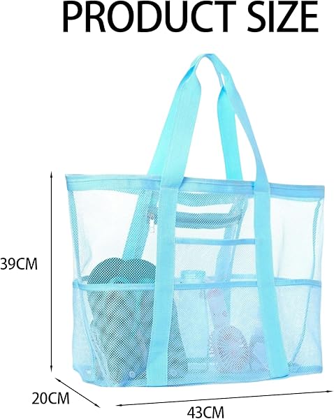 MUNKST, grande borsa tote in rete da piscina, borsa da spiaggia da donna con tasca impermeabile con cerniera, borsa essenziale per le vacanze estive, borsa da viaggio in famiglia - 4