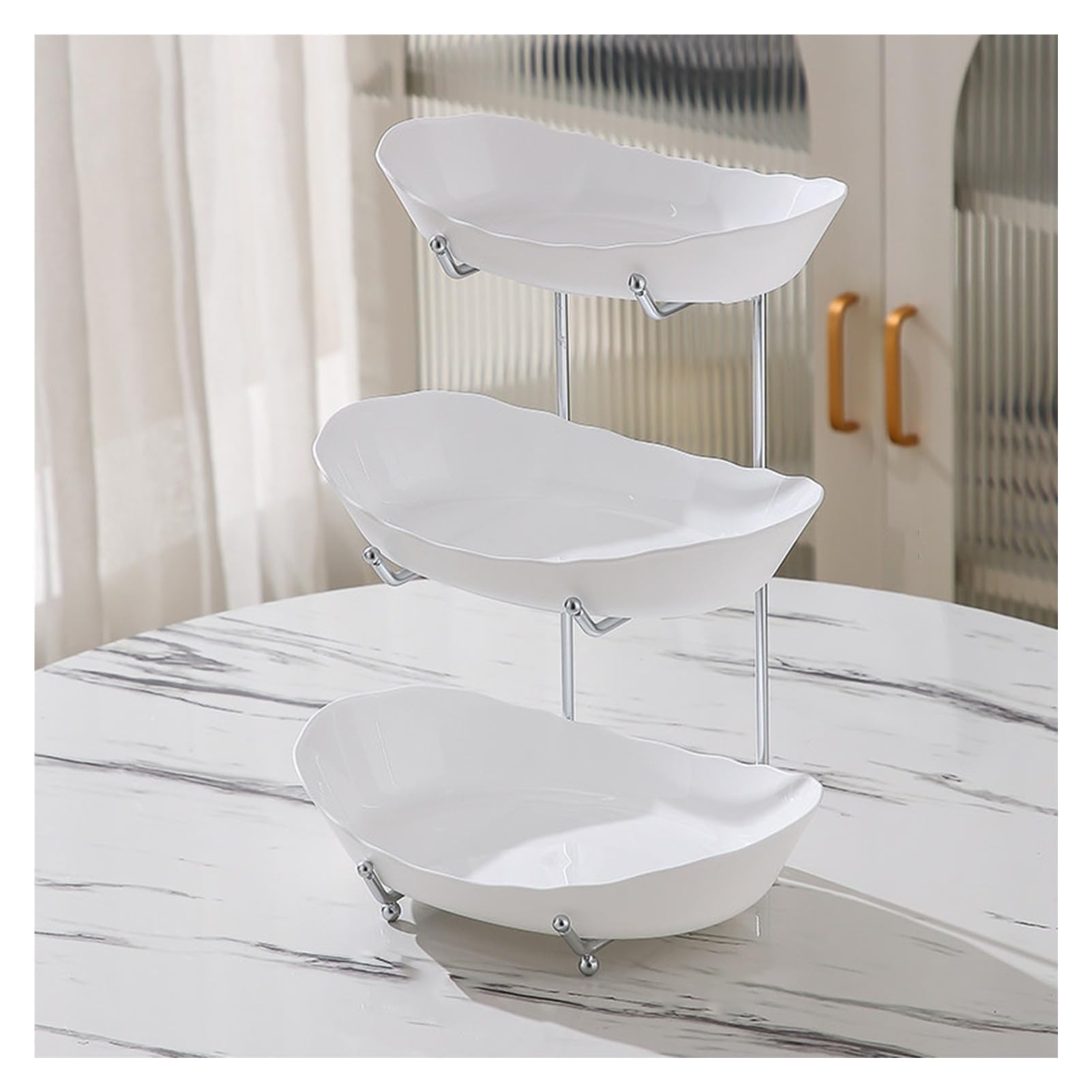 Xcsdew Color3 Wrought Iron Fruit Rack,Floor-Standing Double-Layer Shelf,With Detachable Acrylic Tray,Suitable For Family Gatherings(,12X16.5x33cm)