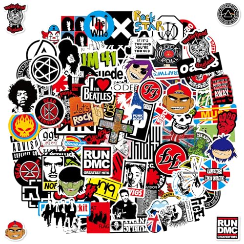 Autocollants Rock Band, 100 Pièces Autocollants de Rock Roll, Musique Vinyle Sticker Bomb Pack,...