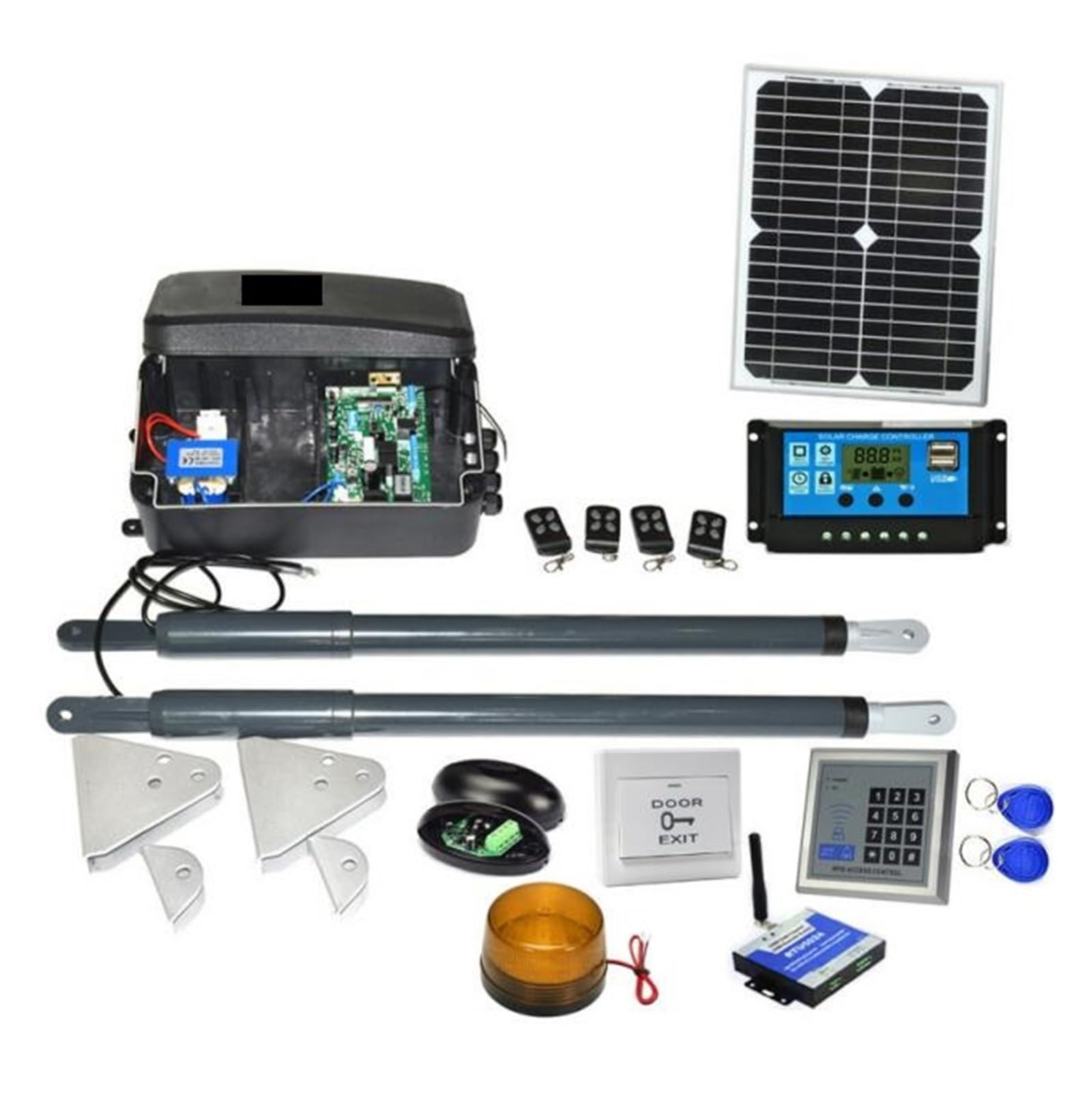 DC 12V Solar Powered Gate Operator Heavy Duty Swing Gate Opener Motor Kit(Kit9)