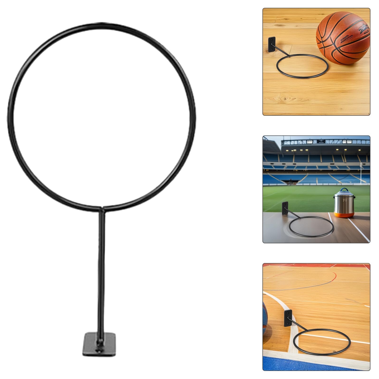 WOONEKY Soporte Metálico Grueso para Balones Deportivos, 6 Piezas, Negro