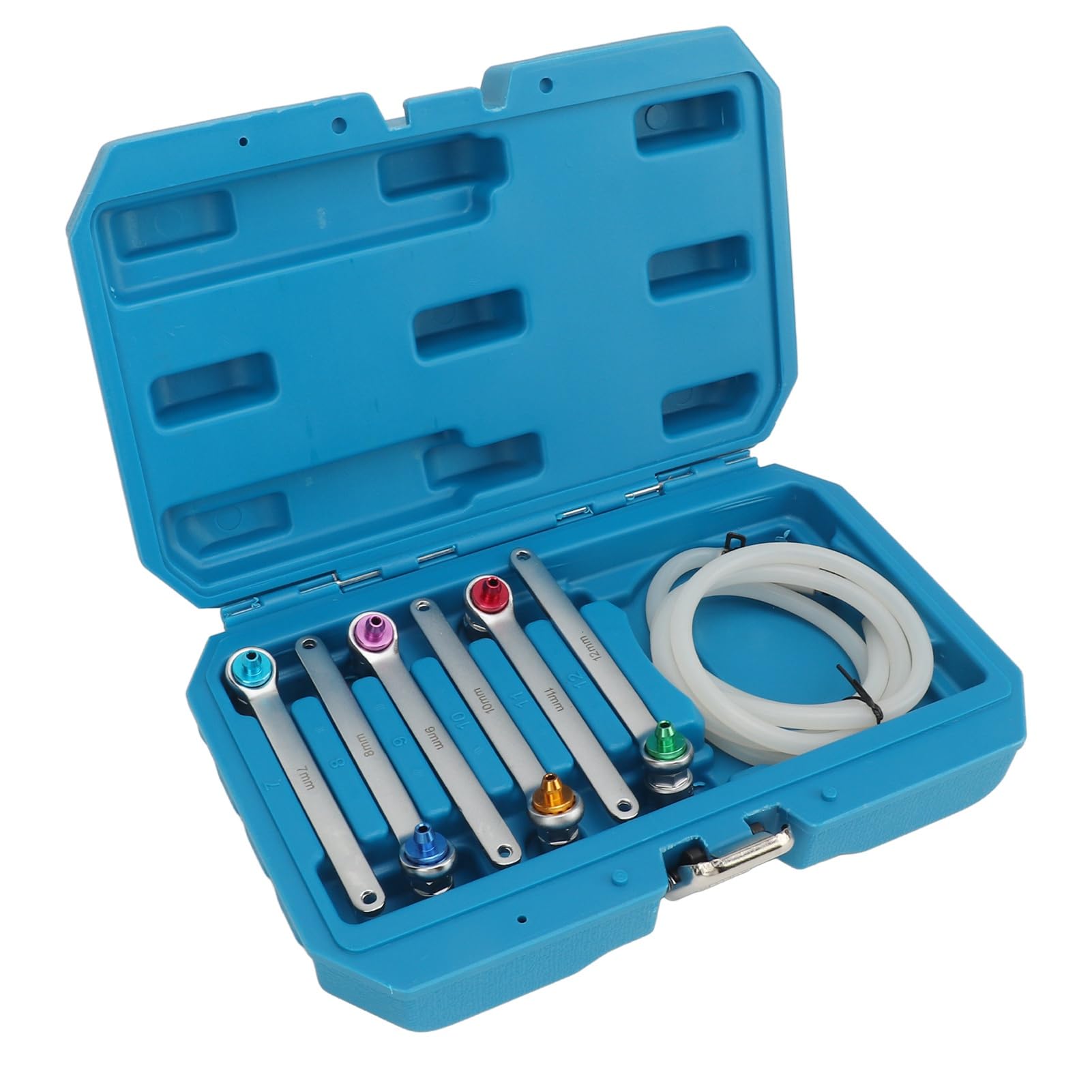 PolyGen Set di chiavi per spurgo freni 7 mm, 8 mm, 9 mm, 10 mm, 11 mm, 12 mm, design a 12 punti con tubo di scarico dell'olio e valvola di ritegno per sistemi idraulici