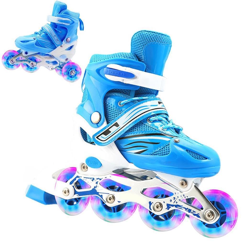 1 Paio 2 in 1 Pattini Scarpe Roller Unisex Bambini Bambini Parco Cortile Parco Giochi Attrezzatura per Pratica di Pattinaggio per Ragazzi, Blu m