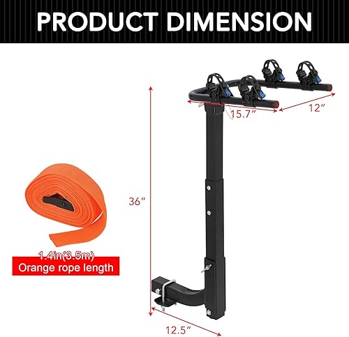 Miniatura 2 de Hitch - Portabicicletas para 2 bicicletas, enganche de remolque para automóviles, camiones, SUV con enganche de 2 pulgadas, marco de acero plegable