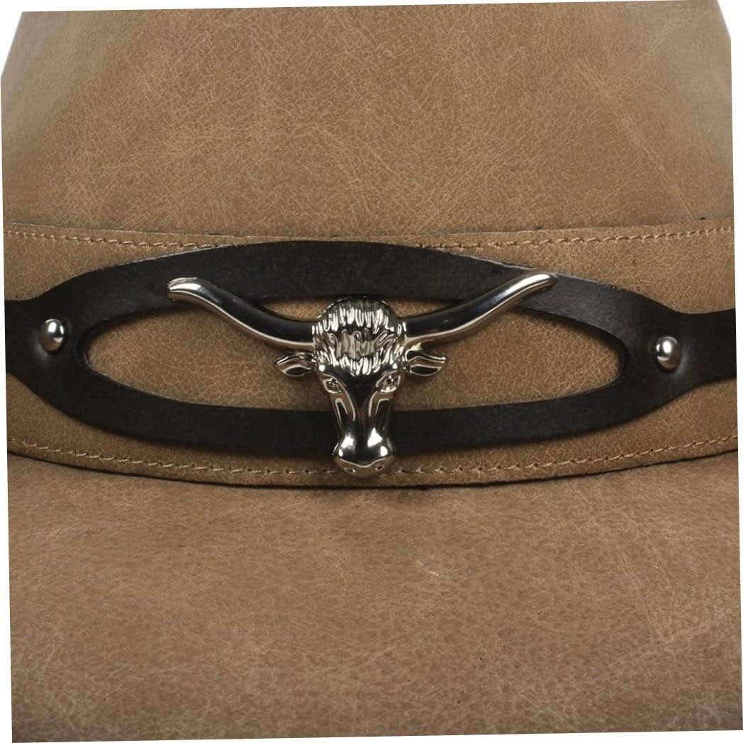 Sombrero De Cowboy de Cuero para Hombres y Mujeres Cowgirl Sun Hat Outback de Ala Ancha (Color: Natural, Tamaño: 58-59 Cm)