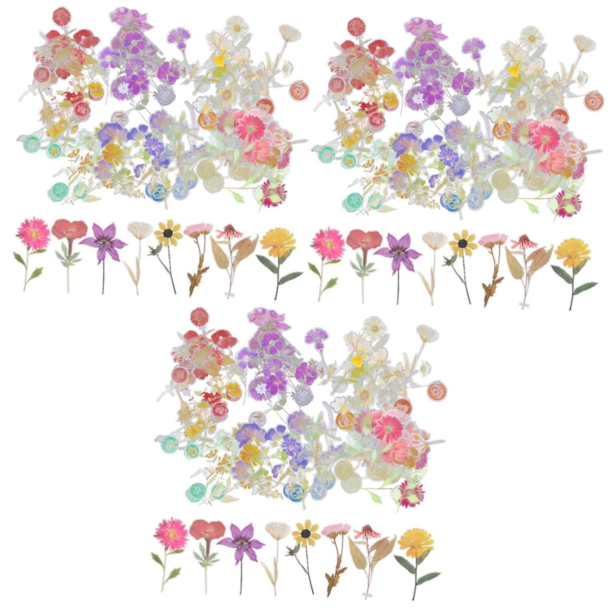 Artibetter 18packungen Elegante Trockenblumen Sticker Pack Dekorative Aufkleber Für Scrapbooking Notizbücher Kunst Und Bastelprojekte Für Kreative Dekorationen Und