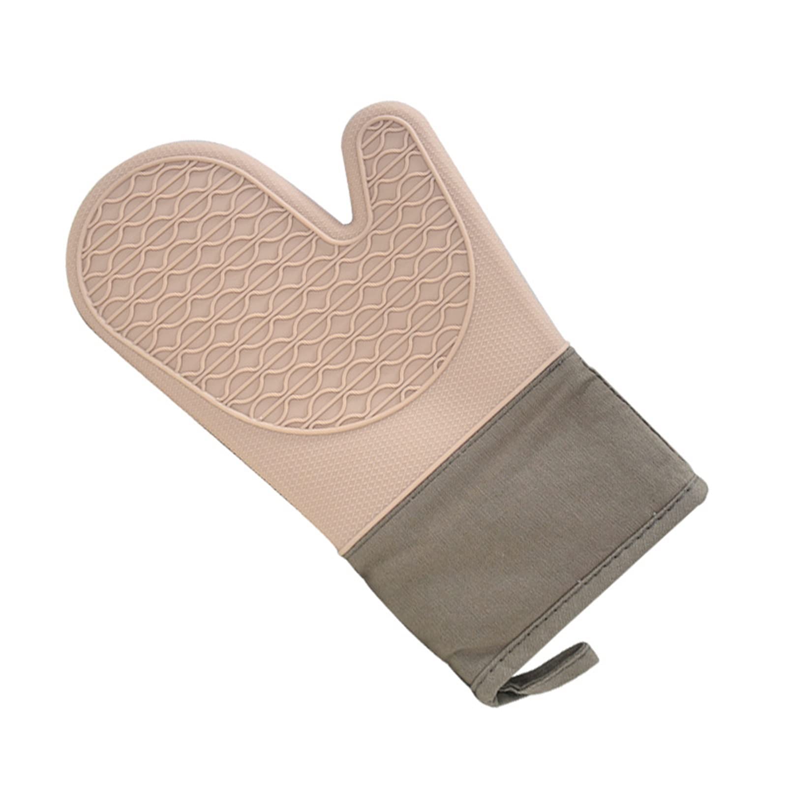 Gants de Four à Micro-Ondes en Silicone à Deux Doigts, épais et Longs, Anti-brûlures, Gants de Cuisine isolés for Four à Micro-Ondes(Pink)