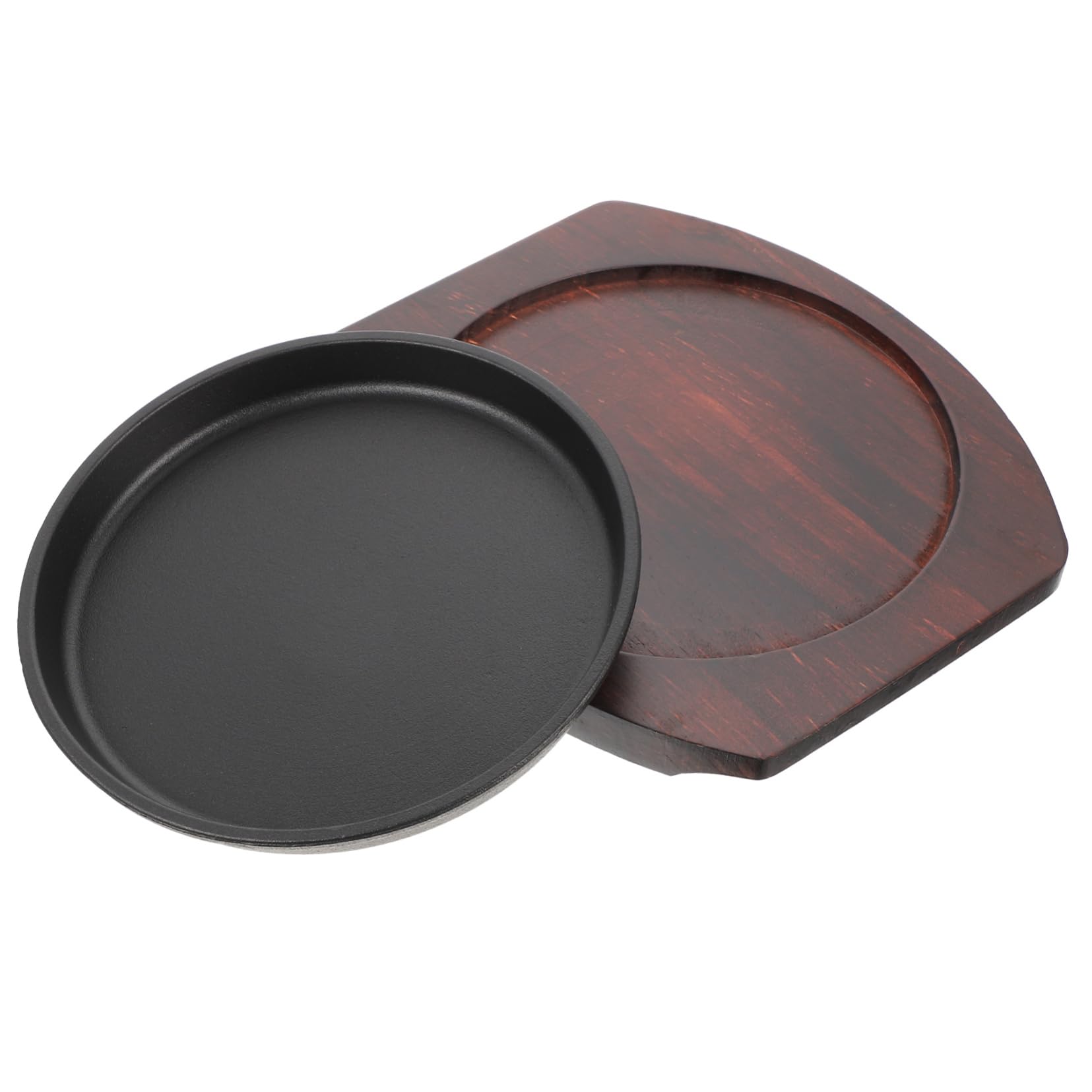 Plaque à steak ronde avec revêtement non-adhésif et plateau de service thermique