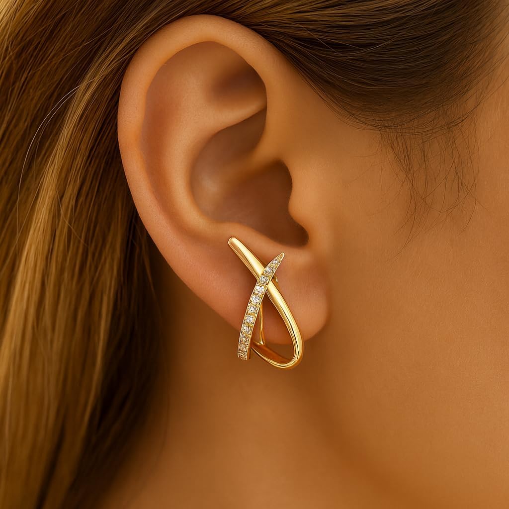 Trendy Clip on Earrings for Women, 14K Gold Plated Statement Earrings for Women Dainty Earrings Hypoallergenic Simple Minimalist Non Pierced Earring - Image 6