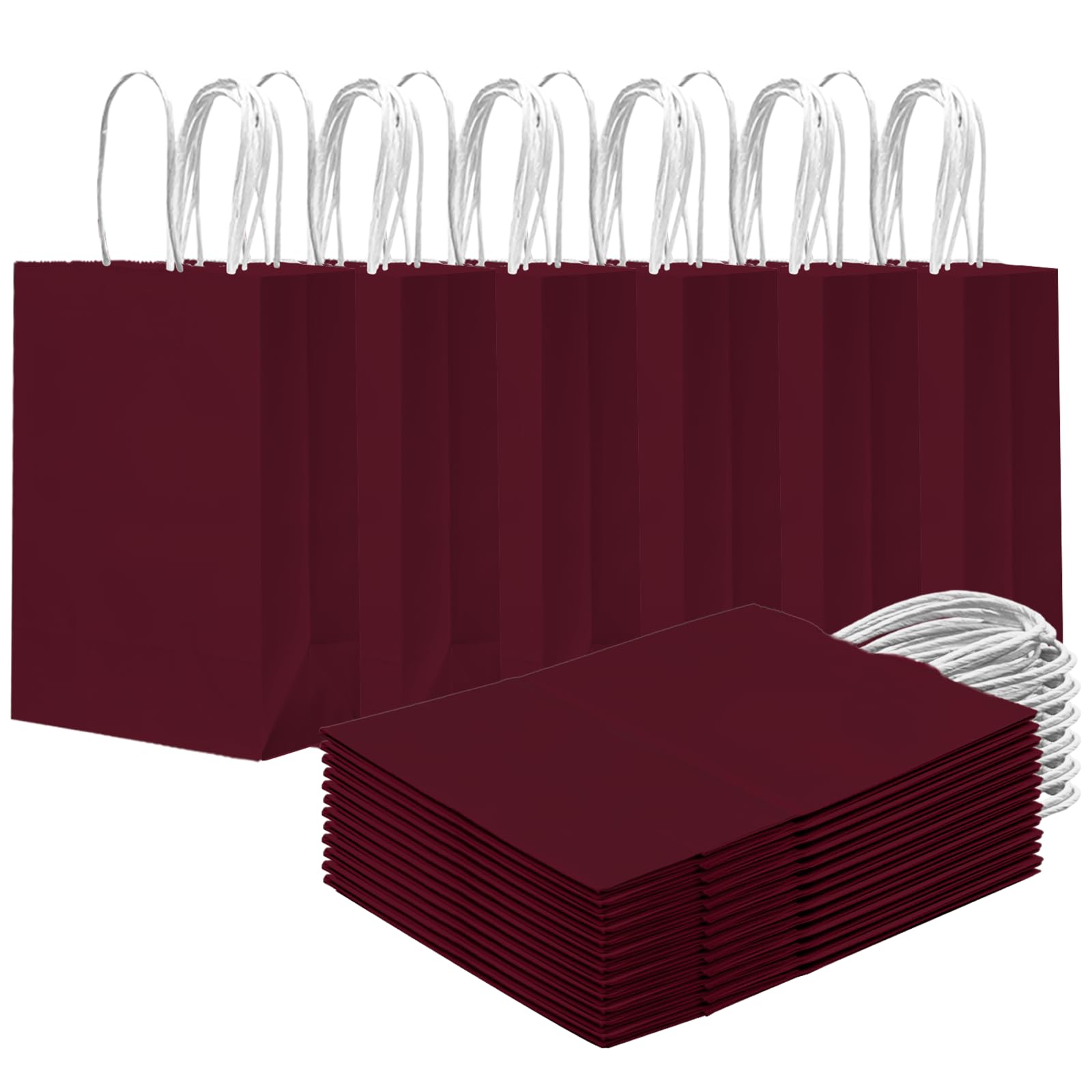 Gcardist 24PCS Small Gift Bag with Handles Bulk 8.3"x6"x3" Gift Bags Coffee Bags Multiple Uses (15x8x21cm,Small Size)