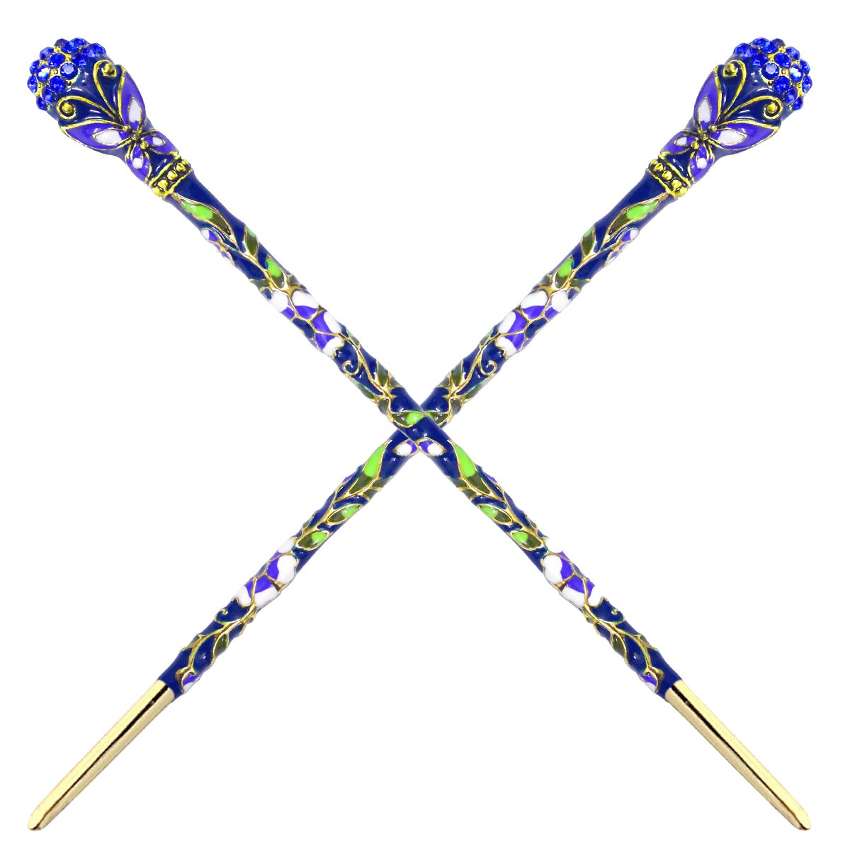 Fashion & Lifestyle 2 Count Hair Decor Chinese Traditional Style Hair Sticks Shawl Pins Picks Pics Forks for Women Girls Hair Updo Making Accessory 6 with Butterfly, Blue by Fashion & Lifestyle