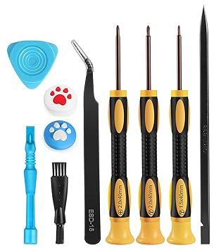 Screwdriver Kit for Nintendo Switch ? 10 in 1 PRO S2 Steel Triwing Y00 Repair Tool Set with Thumb Caps, Tweezers, Cleaning Brush, Opening Accessories for Switch/Switch Lite JoyCon Joy-Con Controller