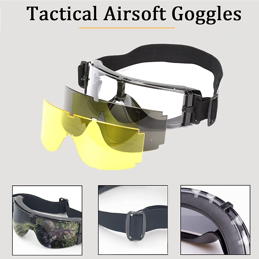 Casco PJ Tattica Airsoft e Set di Maschere di Protezione Integrale, con Occhiali Antiappannamento Rimovibili Casco FAST per Paintball CS Casco PJ Tattica Airsoft e Set di Maschere di Protezione Integrale, con Occhiali Antiappannamento Rimovibili Casco FAST per Paintball CS