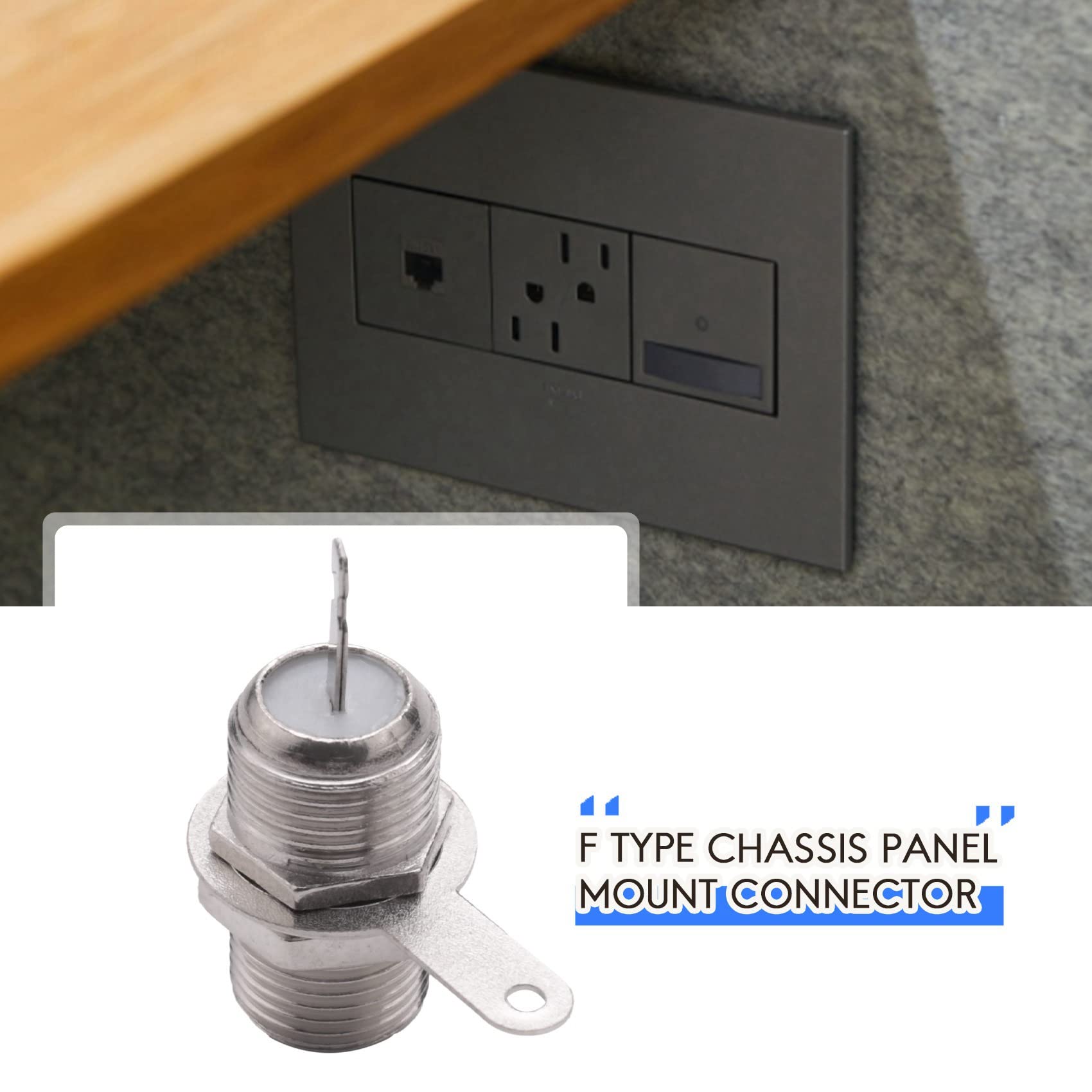 5pzs Adaptador de Conector de Soldadura Clavija Hembra Enchufe montado Panel de Tipo F