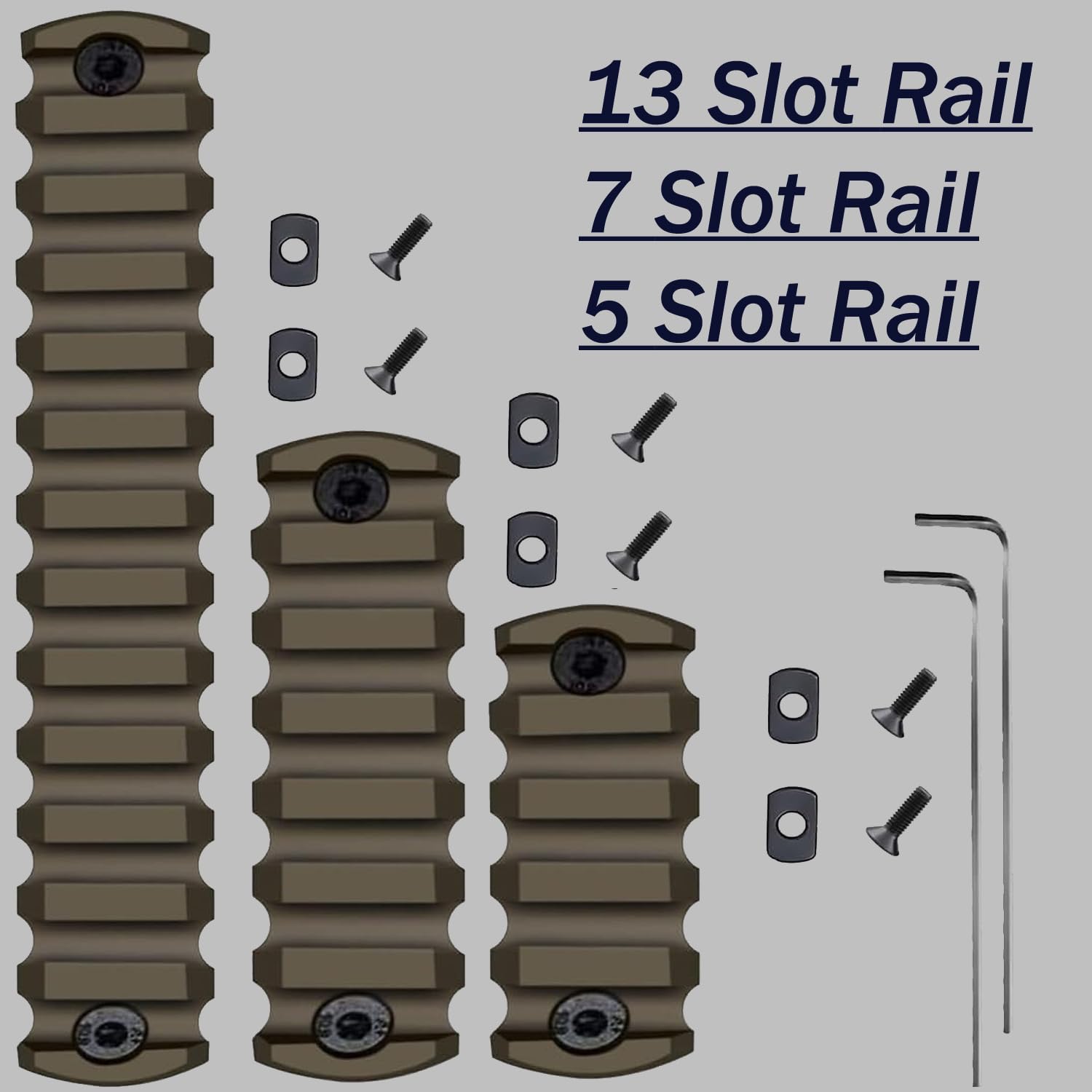 Gotical Combo of 4 Slots & 7 Slots M-Lock Rail Picatinny Rail Section Adapter Super Value Pack M-Lock with Set of Screws ML0K Picatinny Accessory Rail (TAN/FDE)