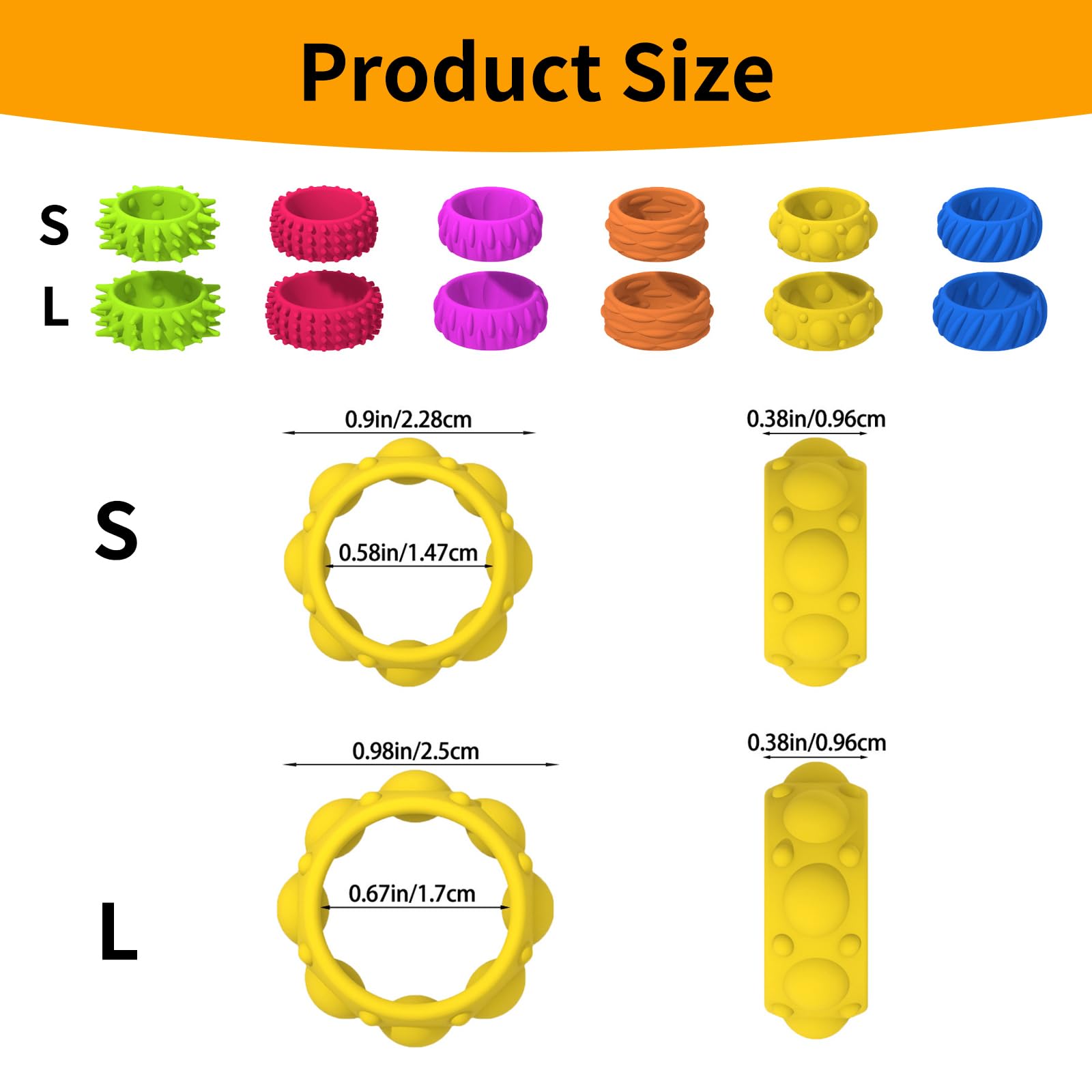 Fidget Toys for Kids,Sensory Toys for Autism,12 Pcs Finger Rings Texture Stress Finger Toys for Kids Autism Calming Fidget Ring for ADHD Classroom - Image 2
