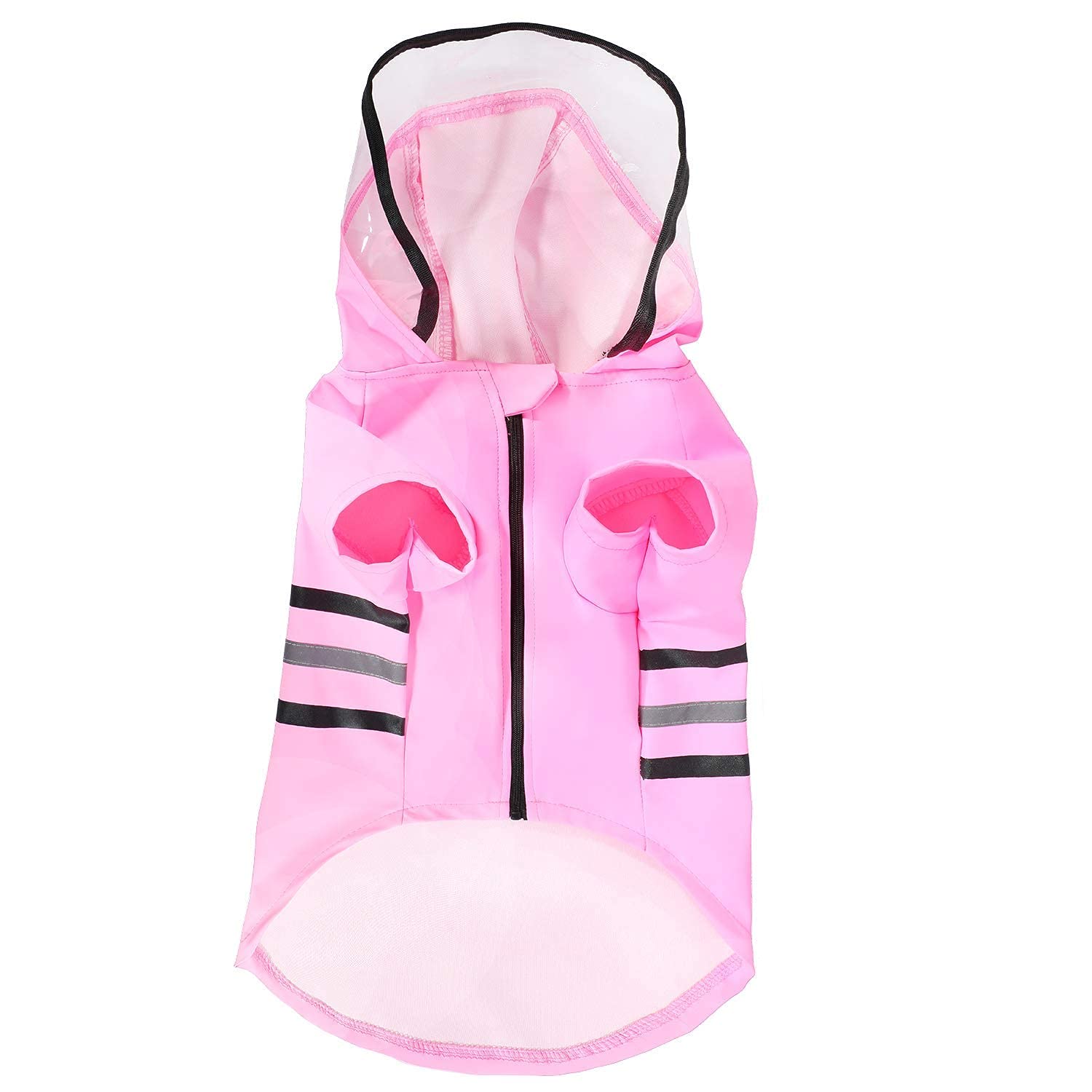 Wizland Reflective Dog Raincoat Dog Rain Jacket with Hood Lightweight Waterproof Rain Coat for Puppies (Pink XS)
