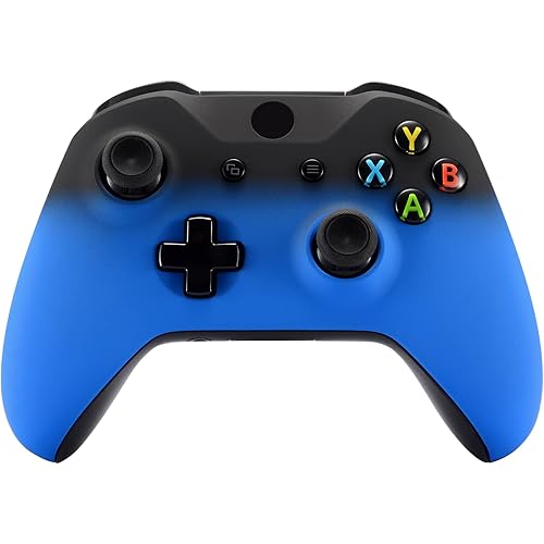 eXtremeRate Shadow Blue Faceplate Cover, Soft Touch Front Housing Shell Case, Comfortable Soft Grip Replacement Kit for Xbox One S & Xbox One X Controller - Controller NOT Included