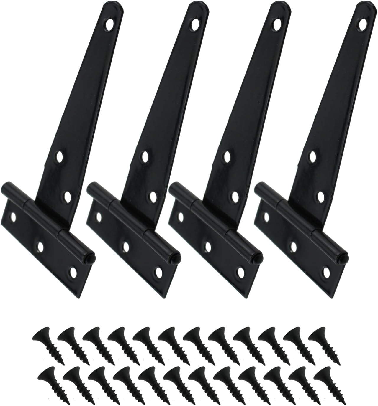 4PCS 4 Inch Cabinet Hinge Barn Door Hinge Tee Hinge Black T Hinge Door and Window Accessory Suitable for Shed Door Garden Door Wooden Door and Barn Door