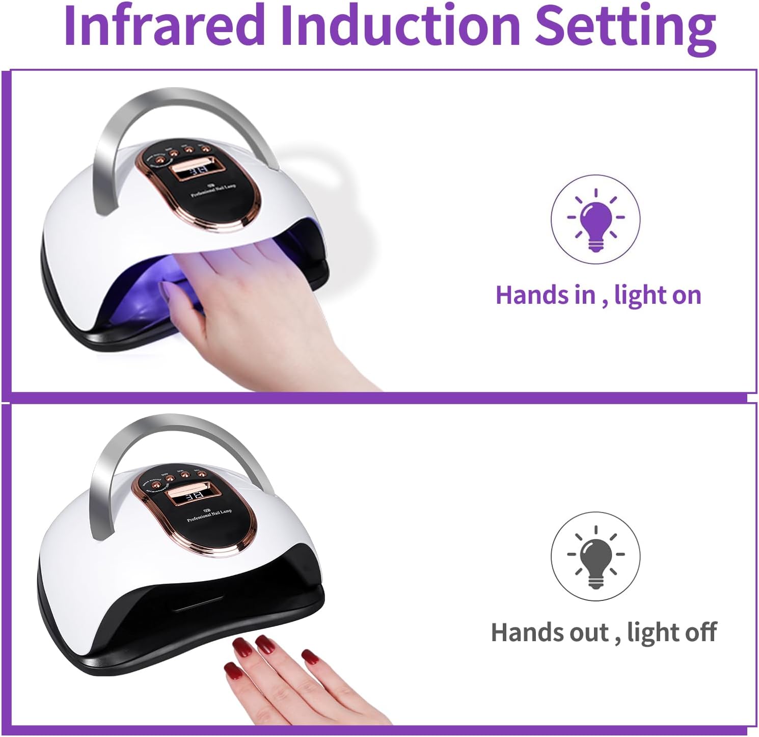 168W Professional UV/LED Light Nail Lamp for Gel Polish with 4 Timer Settings, Smart Sensor, Sleek Portable Handle & Detachable Base, Fast Curing for Salon & Home Use