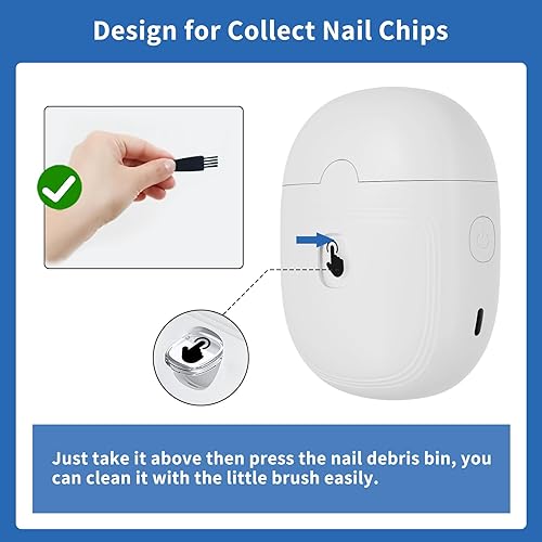 Miniatura 5 de Cortaúñas eléctrico – Cortador de uñas eléctrico automático de 2 velocidades para adultos/personas mayores/bebé/niños – Cortador de uñas con luz LED