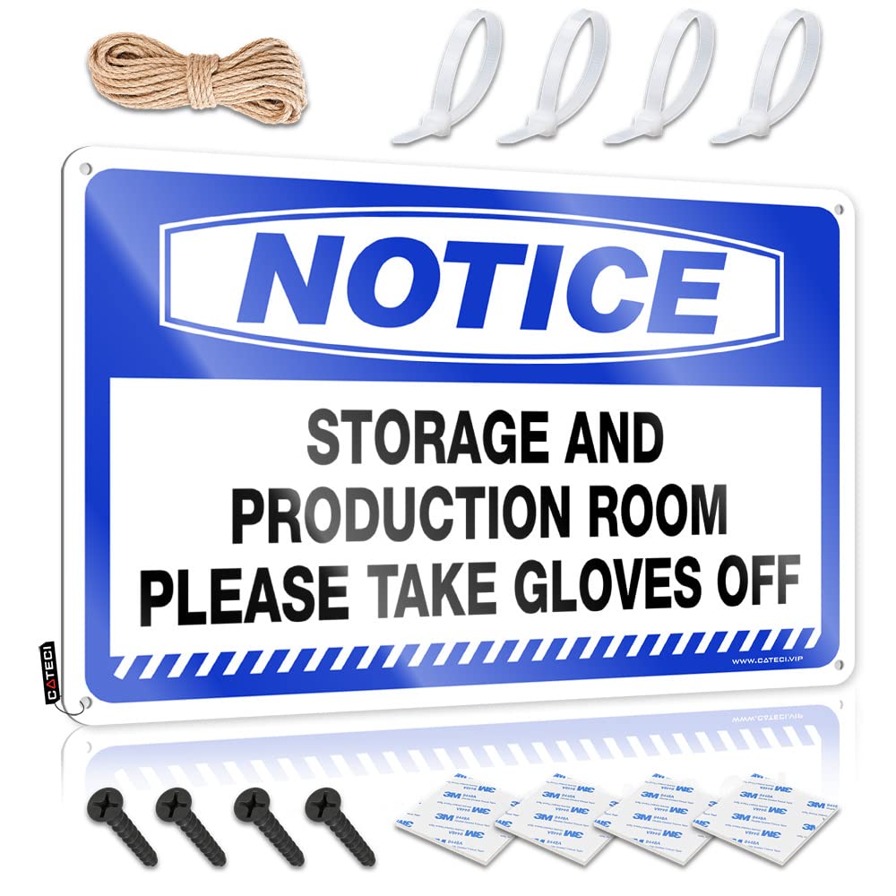 STWNVOITV Small Sign Notice Storage And Production Room Please Take Gloves Off Tin Sign Bar Accessories For Man Cave Backyard Bar Decor(20X30CM)
