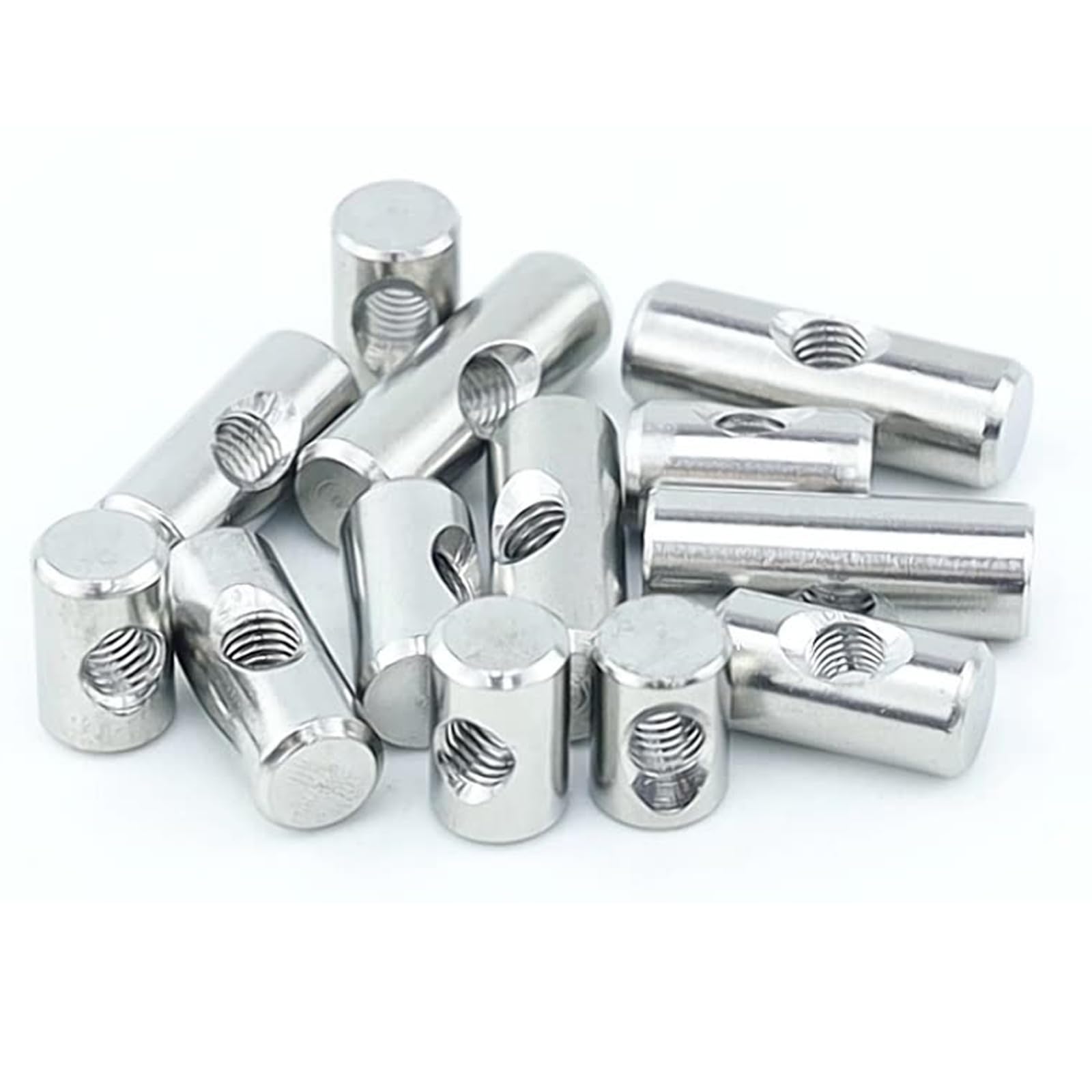 Écrous cylindriques en acier inoxydable 304 marteau à trous croisés M8 12x35 argent 5 pièces