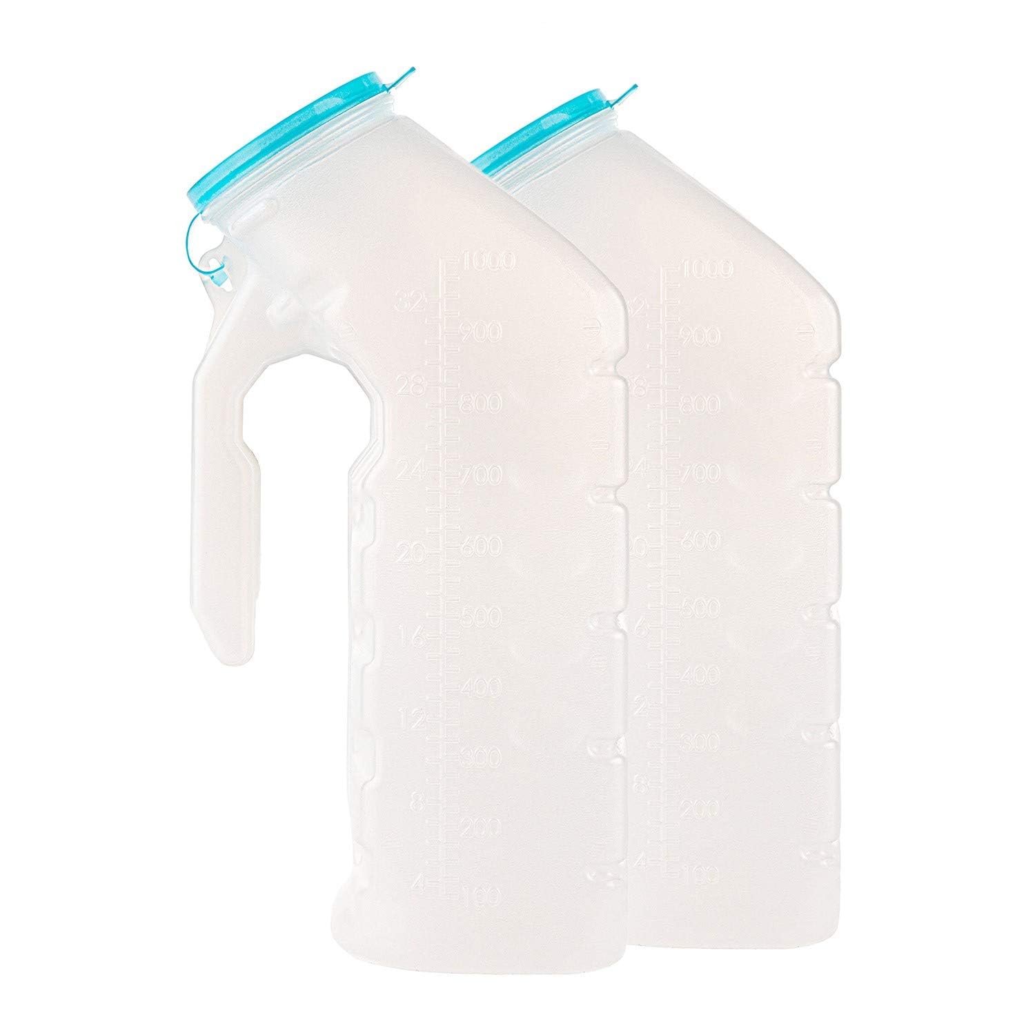 Male Urinal with Glow in The Dark Lid (2 Bottles, 32 Oz Each)
