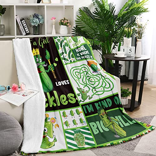 Domgoge Just a Girl Who Loves Pickles Blanket Funny Throw Blankets Gifts for Girls Lightweight Plush Flannel Fleece Couch Sofa All Season - Image 2
