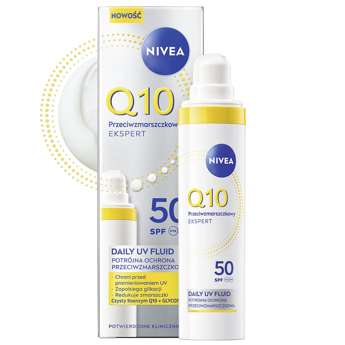 NIVEA Q10 EKSPERT Przeciwzmarszczkowy Daily UV fluid do twarzy z SPF 50, 40 ml