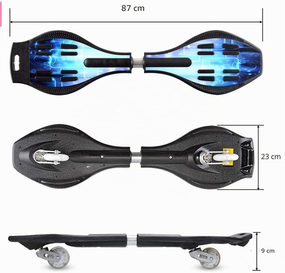 Waveboard Infantil Street Surf Caster Torsion Skateboard Double Deck con Light Up Wheels Blue Dream