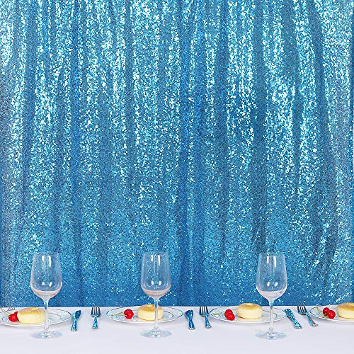 Trlyc 4Ft7Ft Turquoise Sequin Wedding Fabric Party Background Sparkly Wedding Curtain #TOP1