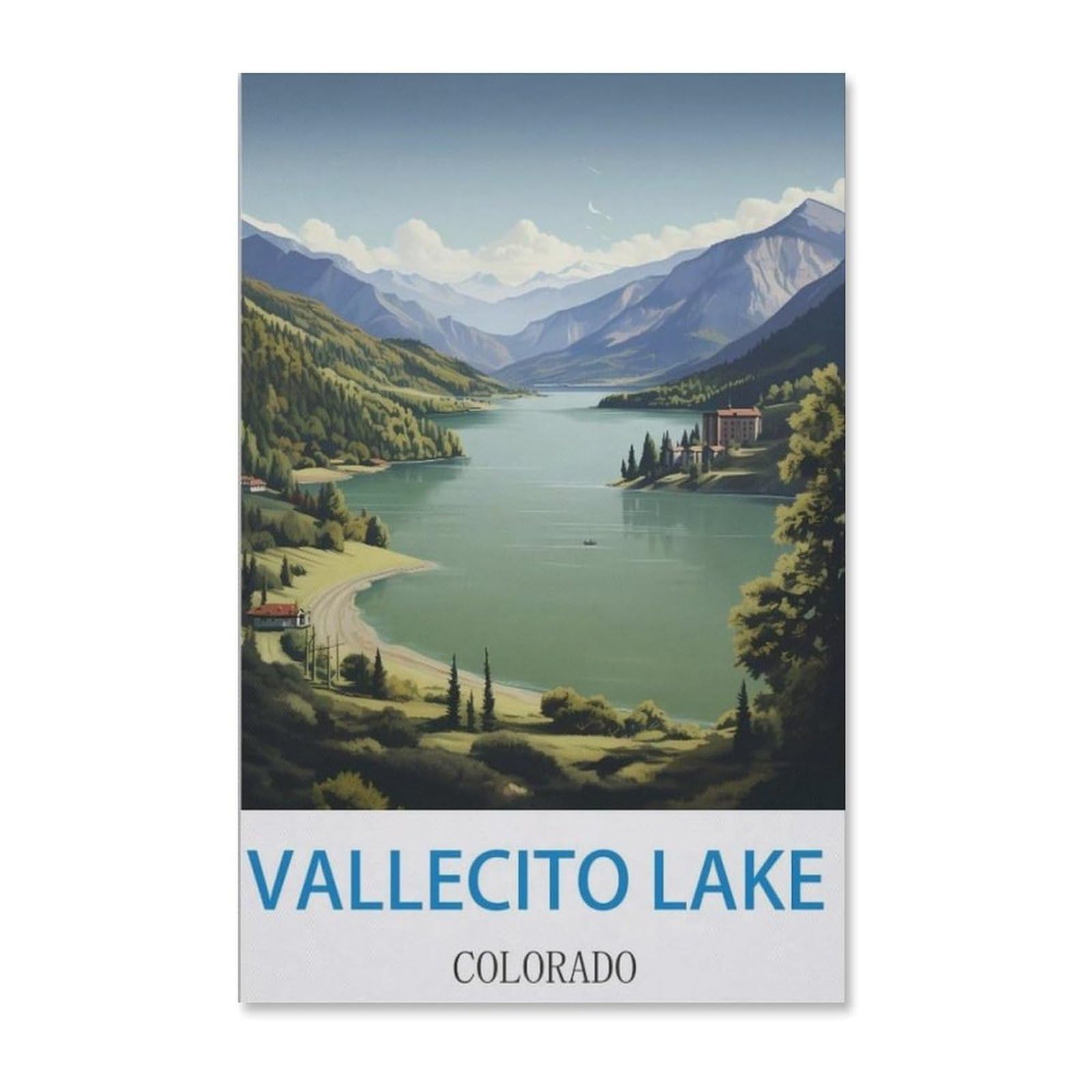 Jigsaw Puzzle 1000 Pieces for Adults,Vallecito Colorado Lake Vintage Travel Poster,Large Puzzle Game Artwork for Adults Teens, Family Decorations, Unique Puzzle Gift(75x50cm)-E65 — image 1