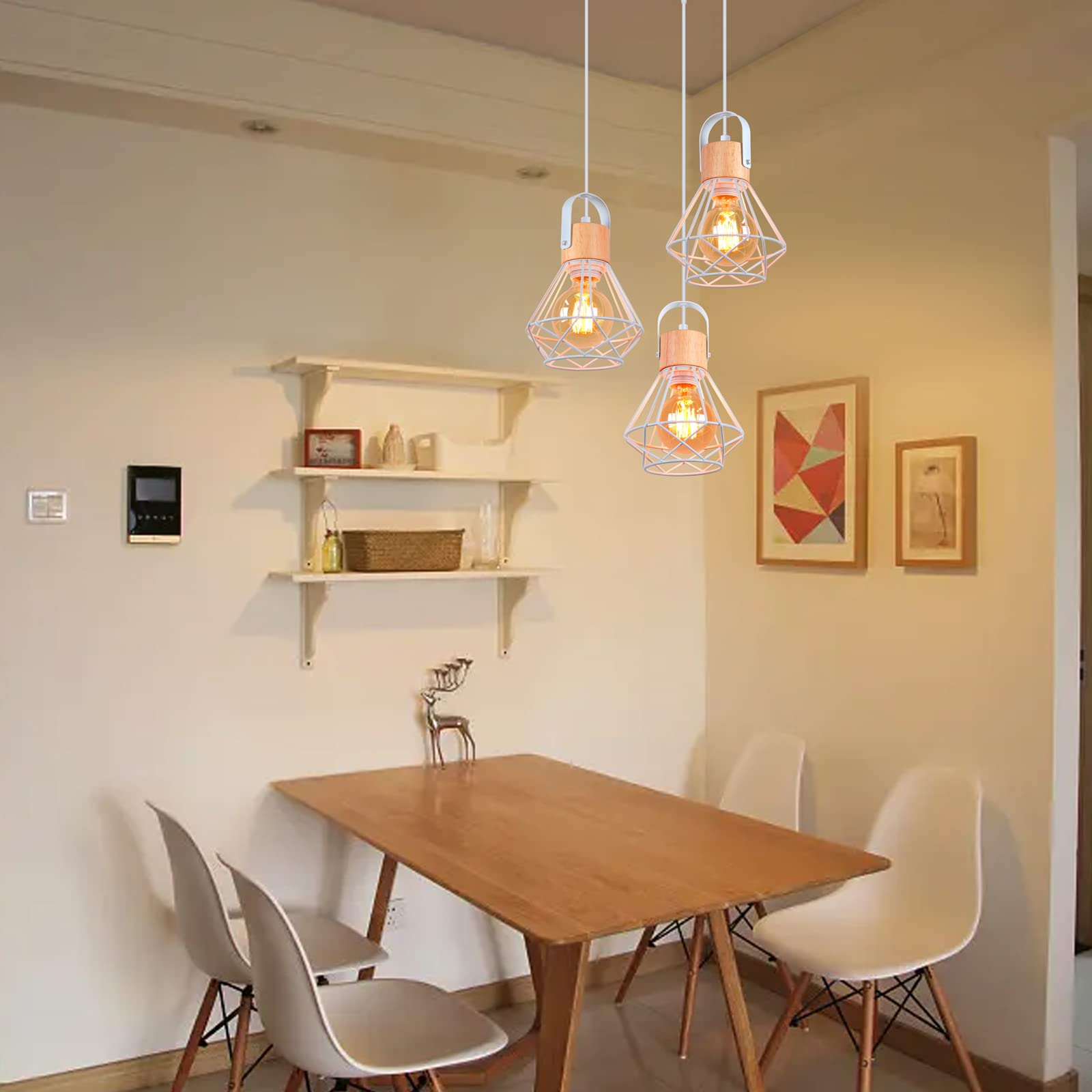Design Nordique Rétro Lustre Suspendu Industriel Minimaliste - Abat-Jour Aluminium - Douille E27 (Ampoule Non Incluse) - Diamètre 17 à 35 Cm - Noir/Blanc/Rouge - Pour Cuisine, Salle à Manger, Chambre