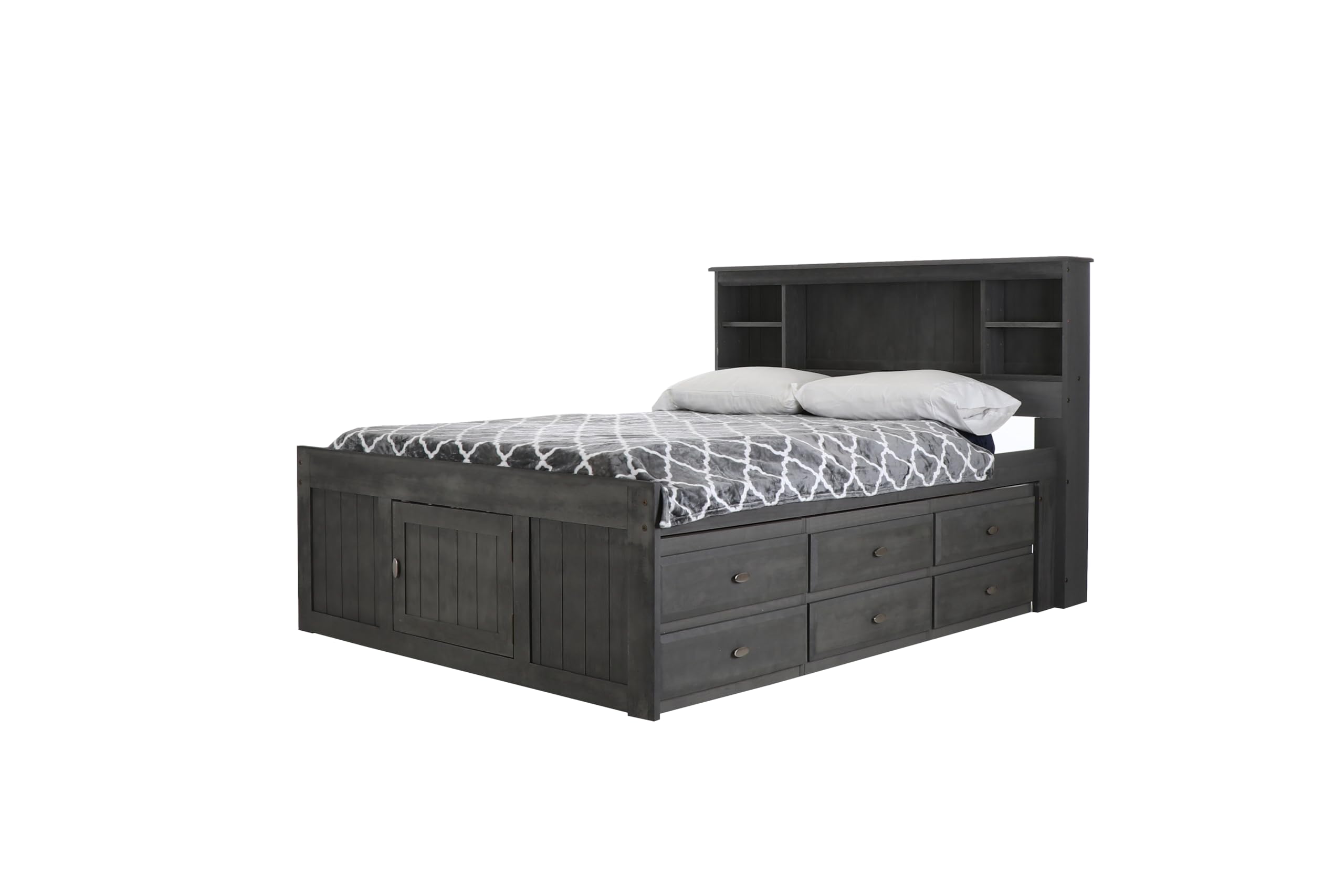 Discovery World Furniture Captain Bed with 6 Drawers (Charcoal, Queen (U.S. Standard))