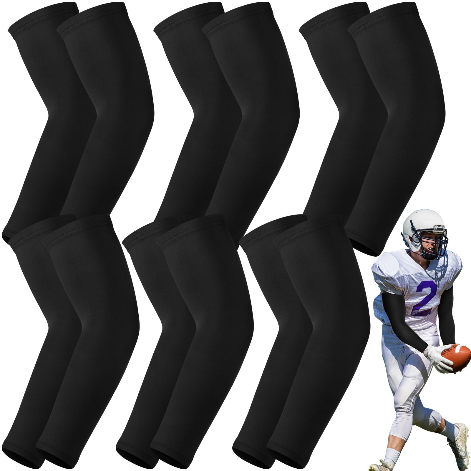 Geyoga 12 pares de mangas deportivas de compresión para el brazo, protección atlética para fútbol, béisbol, voleibol, baloncesto, protección atlética