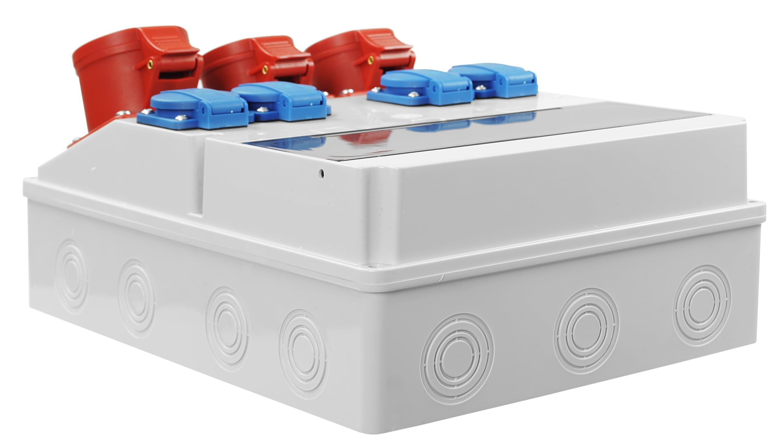 Baustromverteiler Wandverteiler CEE 32A 2x16A 4x230V Schuko Steckdose Komplett Verdrahtet mit LS-Schalter IP44 Adelid