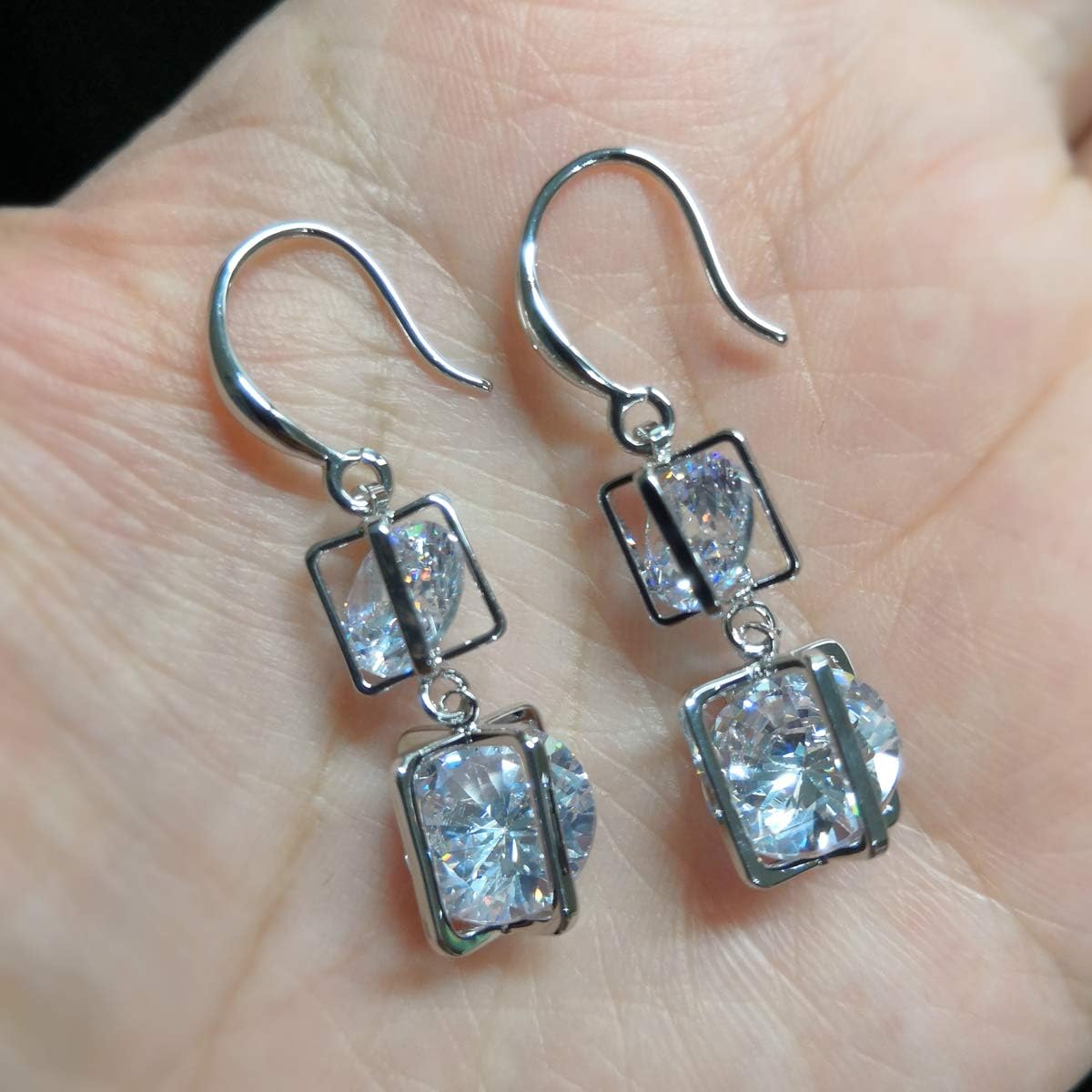 SBLING Platinum Plated or 18K Gold Plated or 18K Rose Gold Plated Cubic Zirconia Drop Earrings - Gifts for Women - Image 5