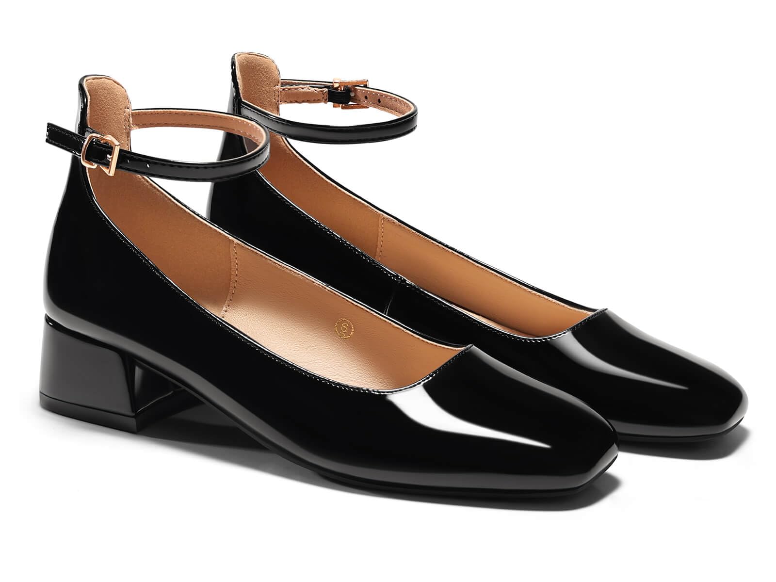 Womens Chunky Low Heels Closed Square Toe Ankle Strap Pumps Wedding Prom Dress Shoes-image-12
