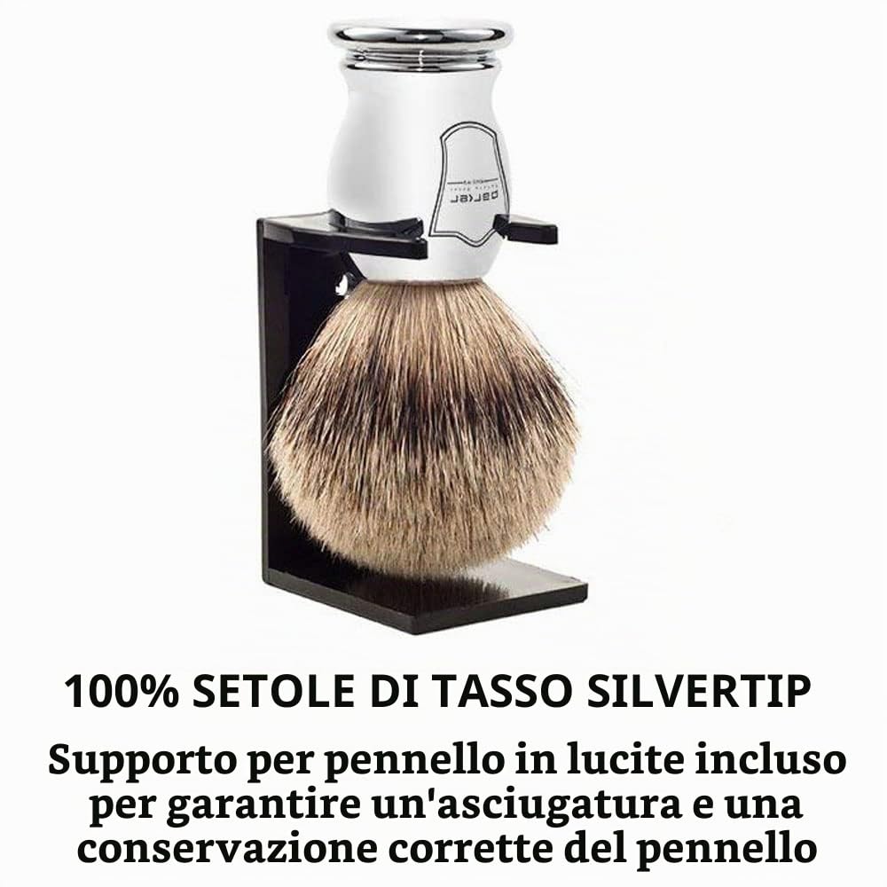 Parker Safety Razor 100% Silvertip Badger setola Pennello da barba(Chrome Handle) E Stand Pennello da Barba