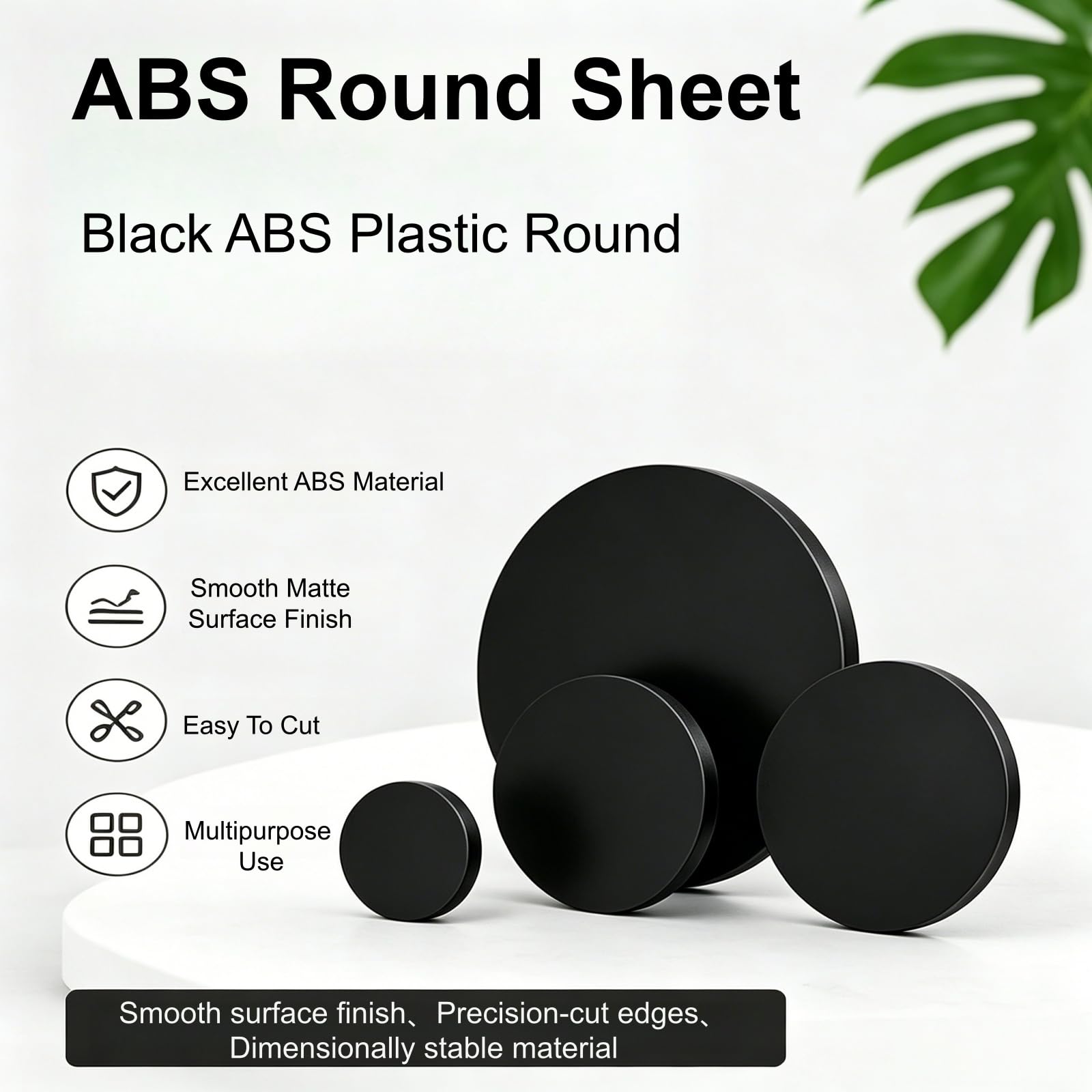 Foglio Sottile in ABS Nero Disco Circolare Diametro 450 mm Tavola in plastica Rigida Durevole per Modelli RC, insegne, Cosplay e Lavorazione CNC,5mm