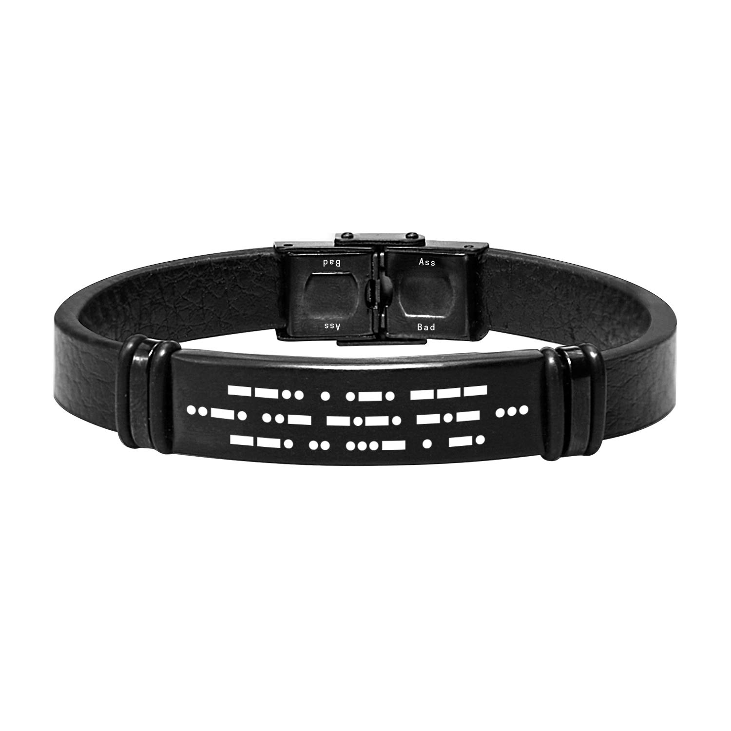 Morse Code Leather Bracelet for Men Secret Code Engraved Bracelet for Boyfriend Father Husband for Him Hidden Message Bracelet