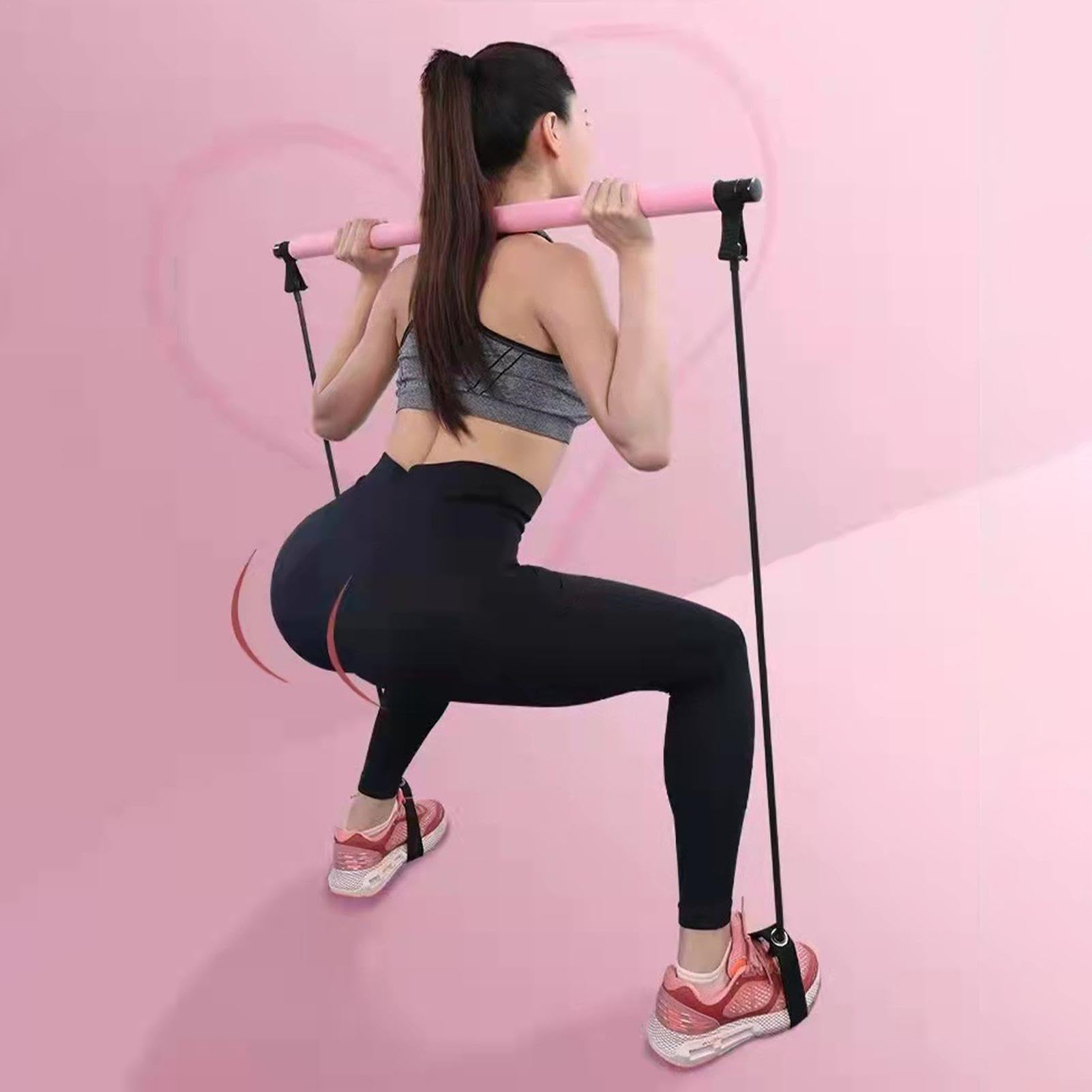 Pilates-Bar-Set – multifunktionales Fitnesszubehör | Widerstandsbänder Pilates Bar Set | Kraftgewichtsausrüstung, leichte elastische Fusion Bar Pilates Stretch für Frauen, Männer, Mädchen